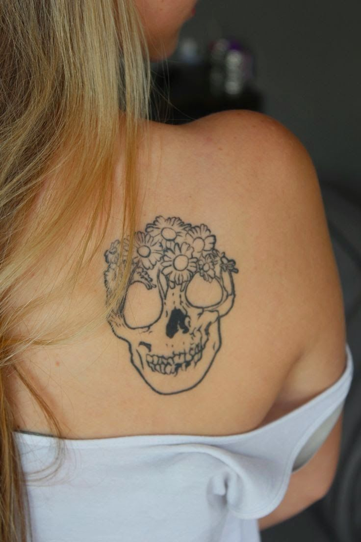 Black Skull White Women Back Shoulder Tattoo Designs Love Of within size 736 X 1104