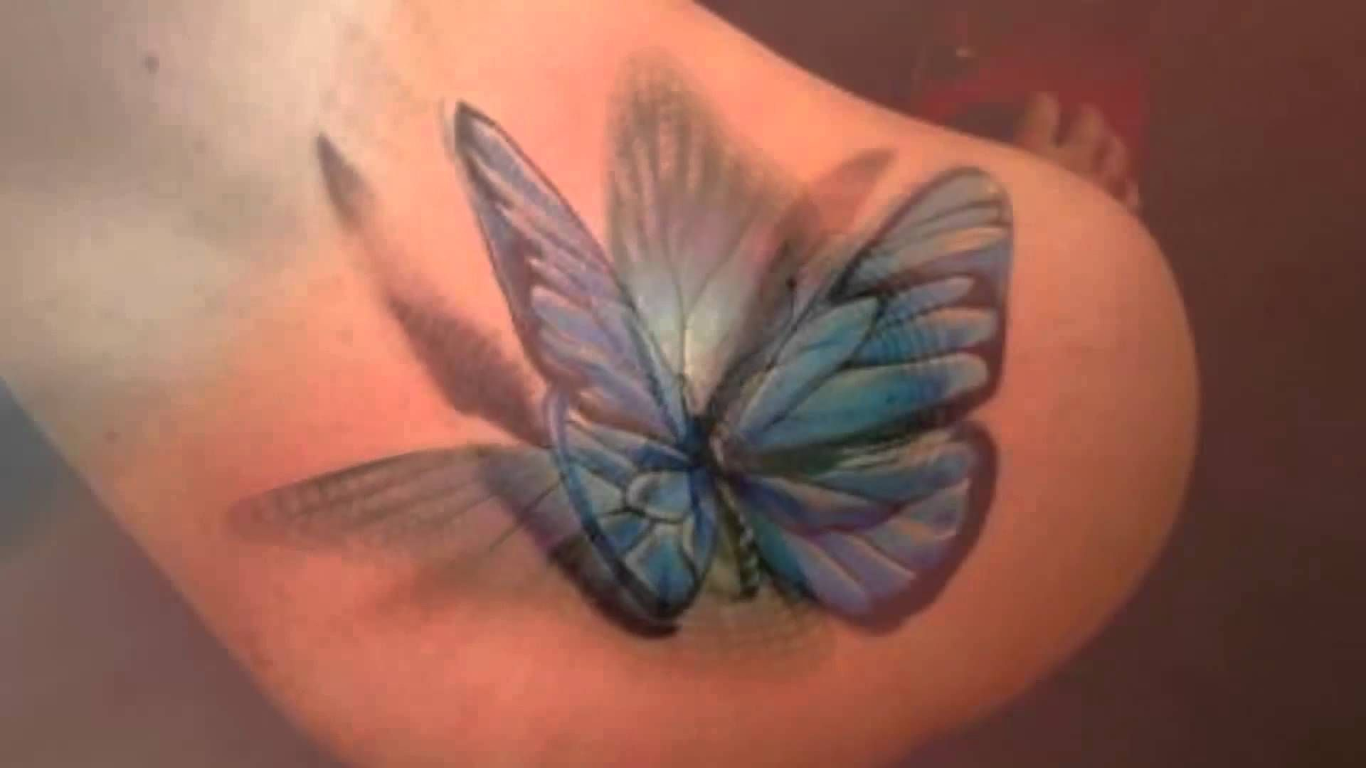 Blue 3d Butterfly Tattoo On Girl Back Shoulder Tattoos Realistic inside size 1920 X 1080