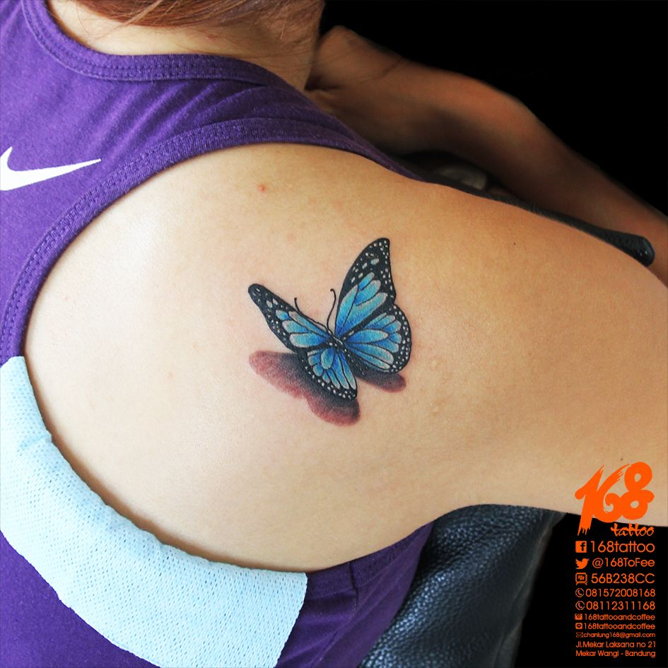 Blue Butterfly Tattoo Shoulder Butterfly Tattoo Mario Tattoo Tattoo intended for dimensions 945 X 945