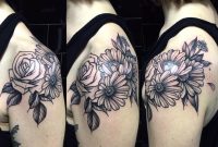 Botanical Roses And Daisy Shoulder Tattoo Miss Sita Done At throughout size 1080 X 971