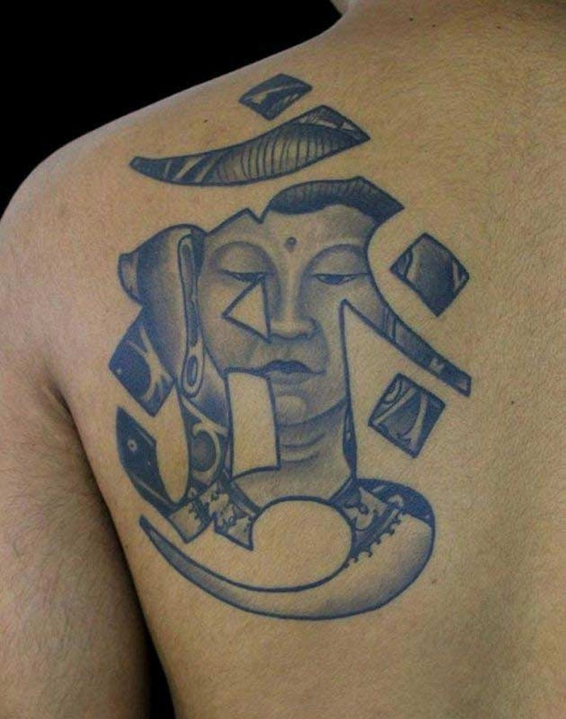 Buddha And Hieroglyph Tattoo On Shoulder Blade Tattoos Book inside proportions 800 X 1017