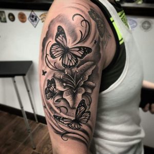 Butterflies And Lilies Tattoo Ideas Rose Butterfly Tattoo with regard to measurements 1080 X 1080