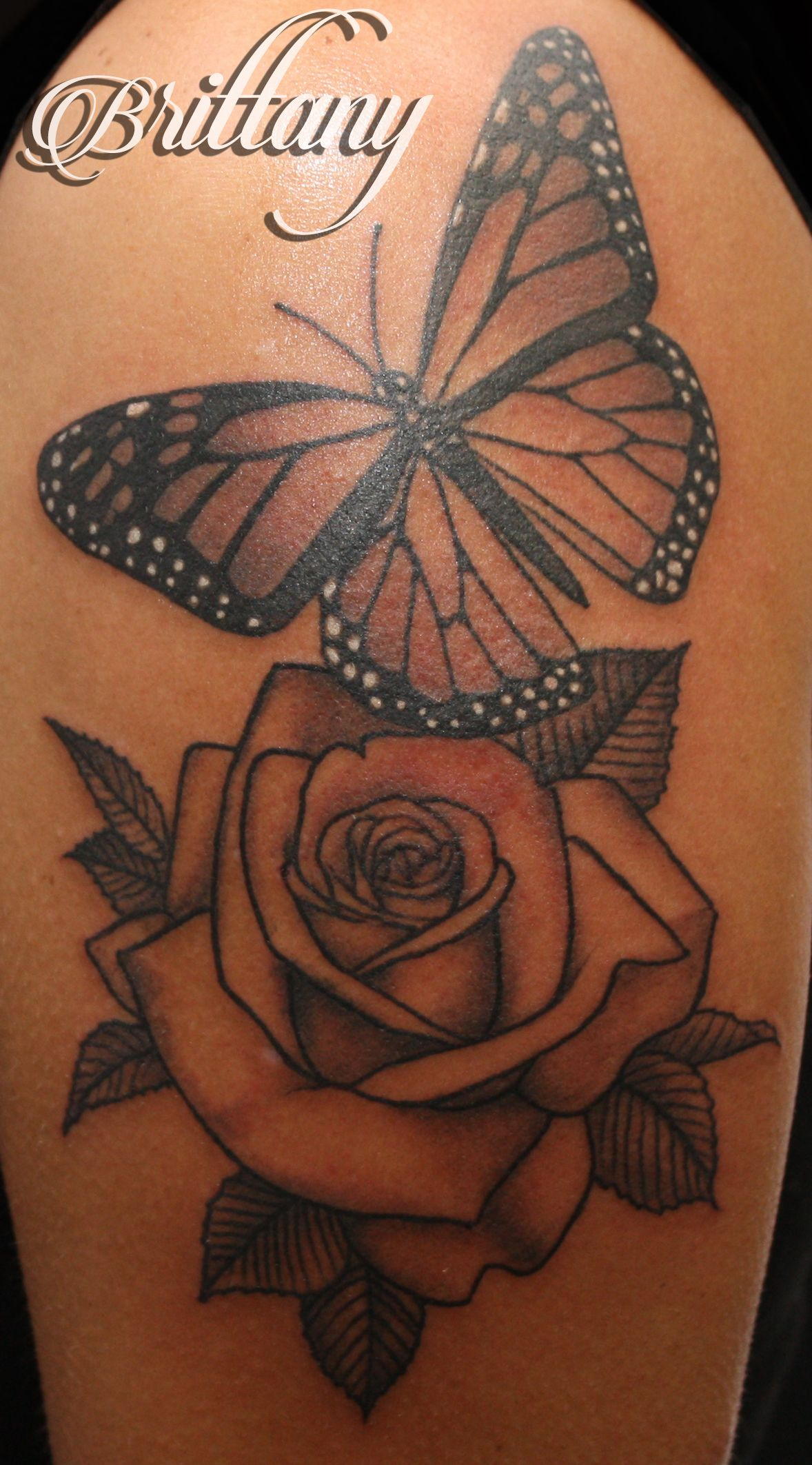 Butterfly Rose Tattoo Monarch Butterfly Black And Grey Skinny Boy in size 1178 X 2125