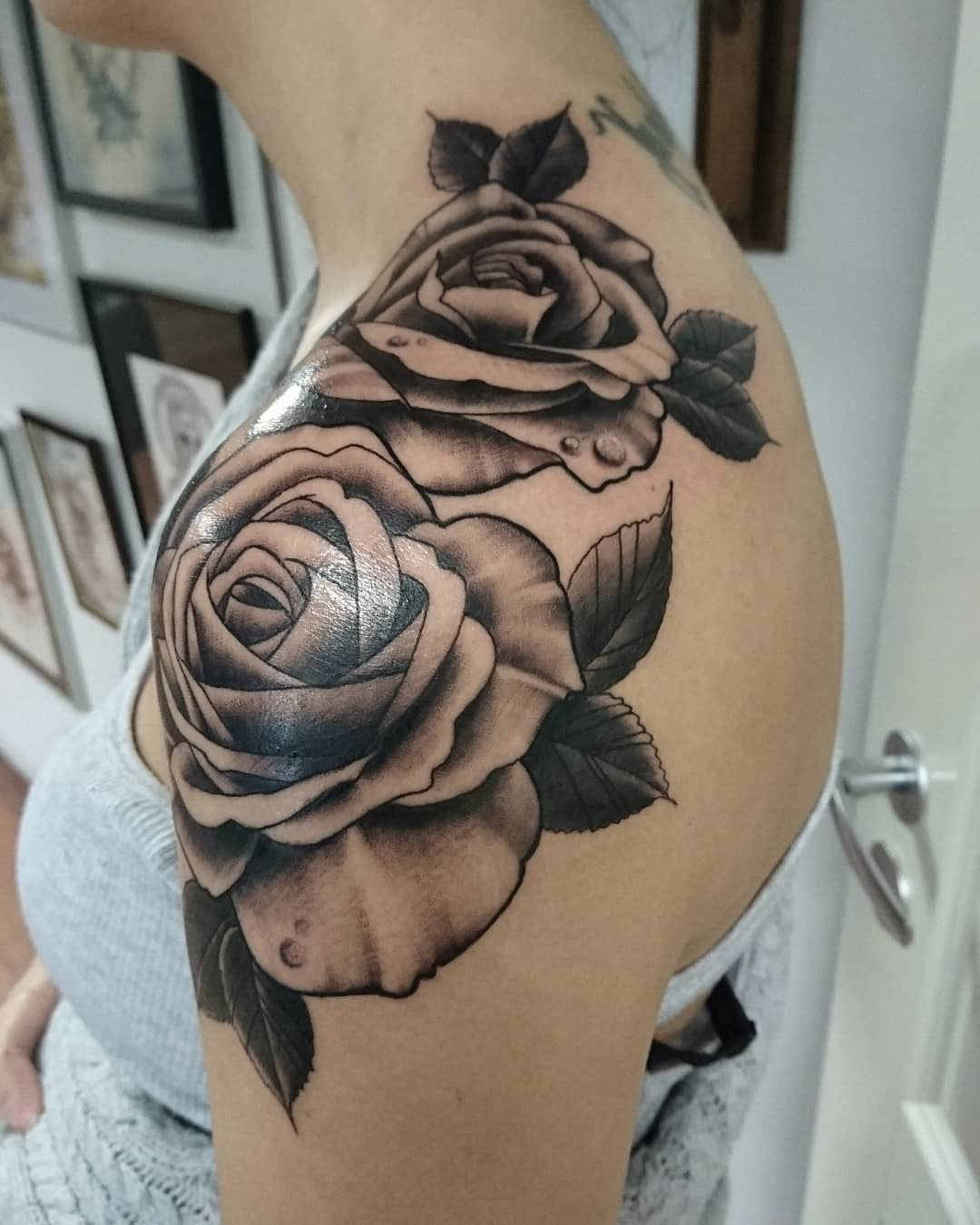 Charismatic Neck And Arm Rose Tattoo In Brown Blurmark for size 1080 X 1350