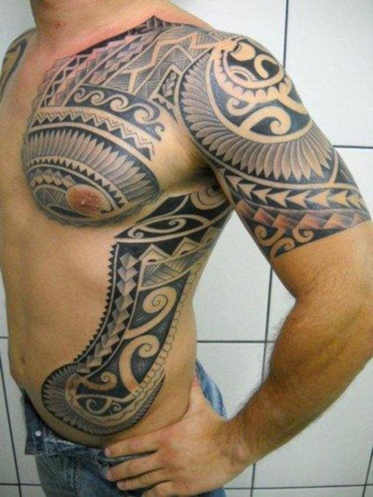 Chest And Shoulder Tattoo For Men Samoantattoos Samoan Tattoos pertaining to measurements 768 X 1024