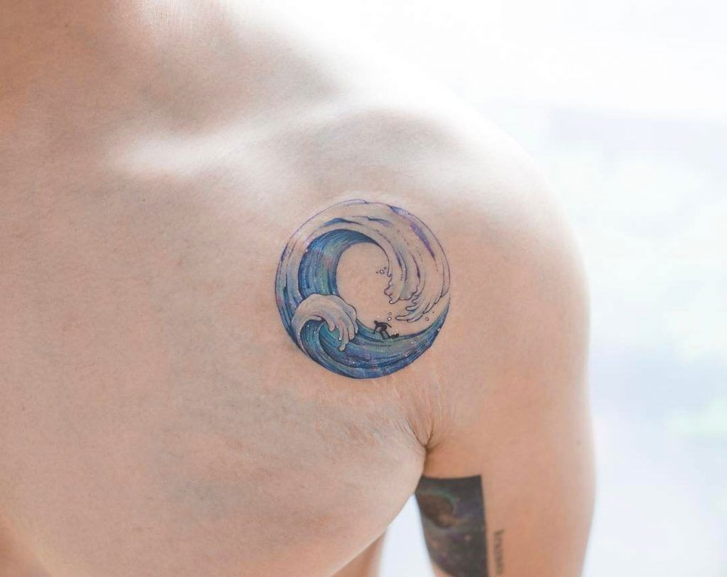 Circular Wave Tattoo On The Shoulder Cool Circular Wave With A Small pertaining to size 1024 X 812