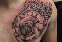 Clock Rose Time Chest Tattoo Chest Tattoo Rose Chest Tattoo intended for sizing 2639 X 2639
