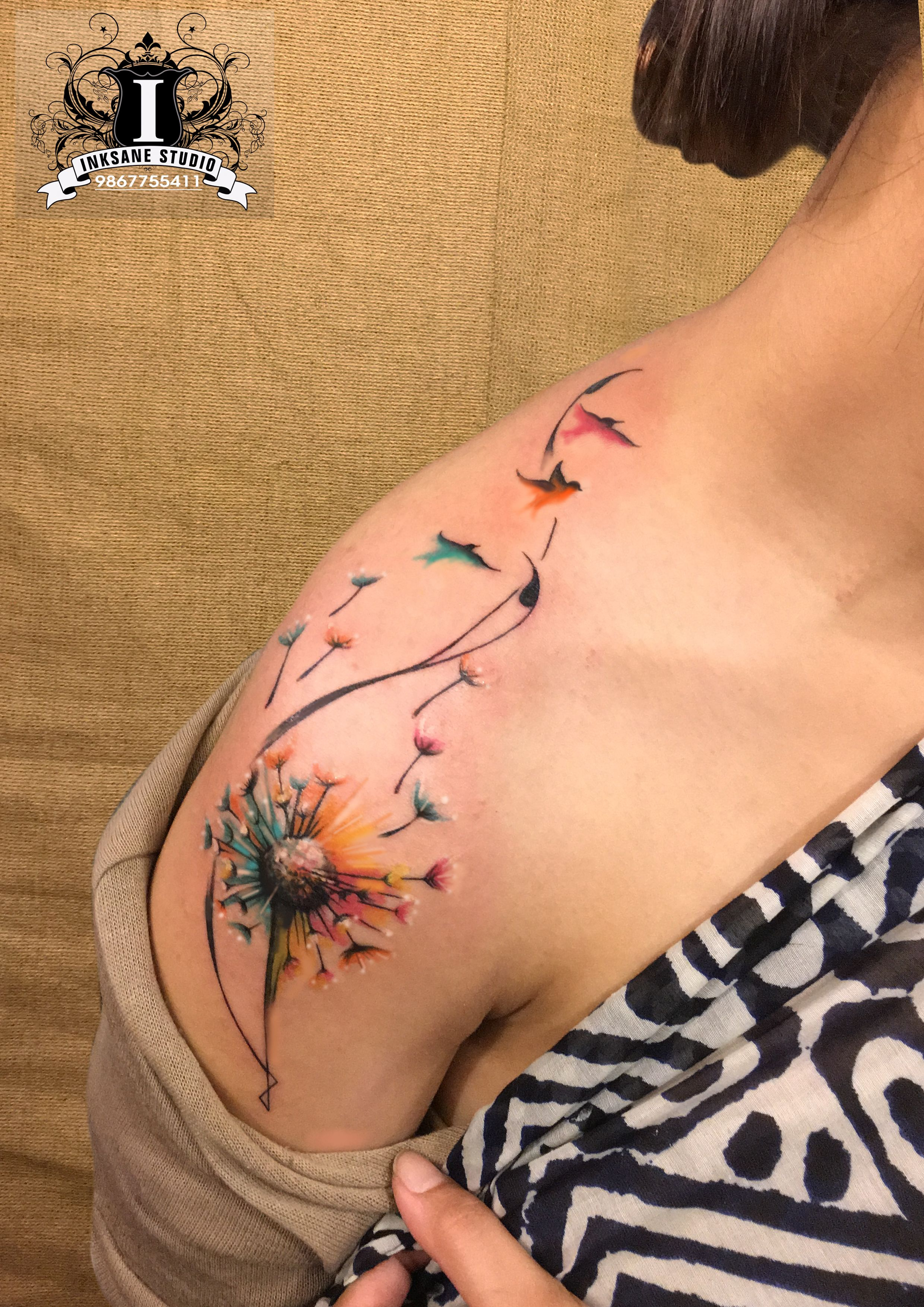 Colorful Dandelion On Shoulder Tattoos On Women Tattoos within measurements 2480 X 3508