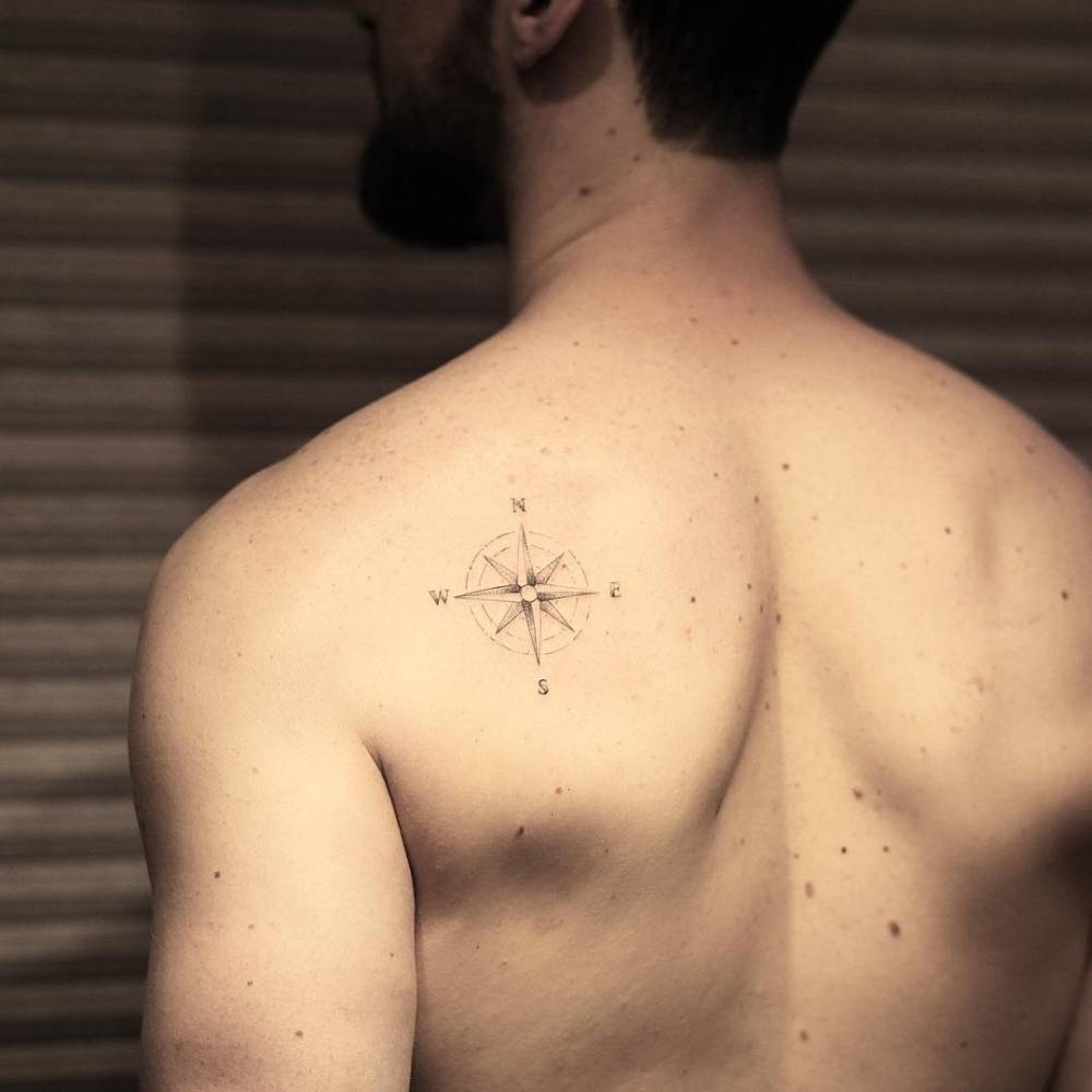 Compass Tattoo On The Left Shoulder Blade inside proportions 1000 X 1000