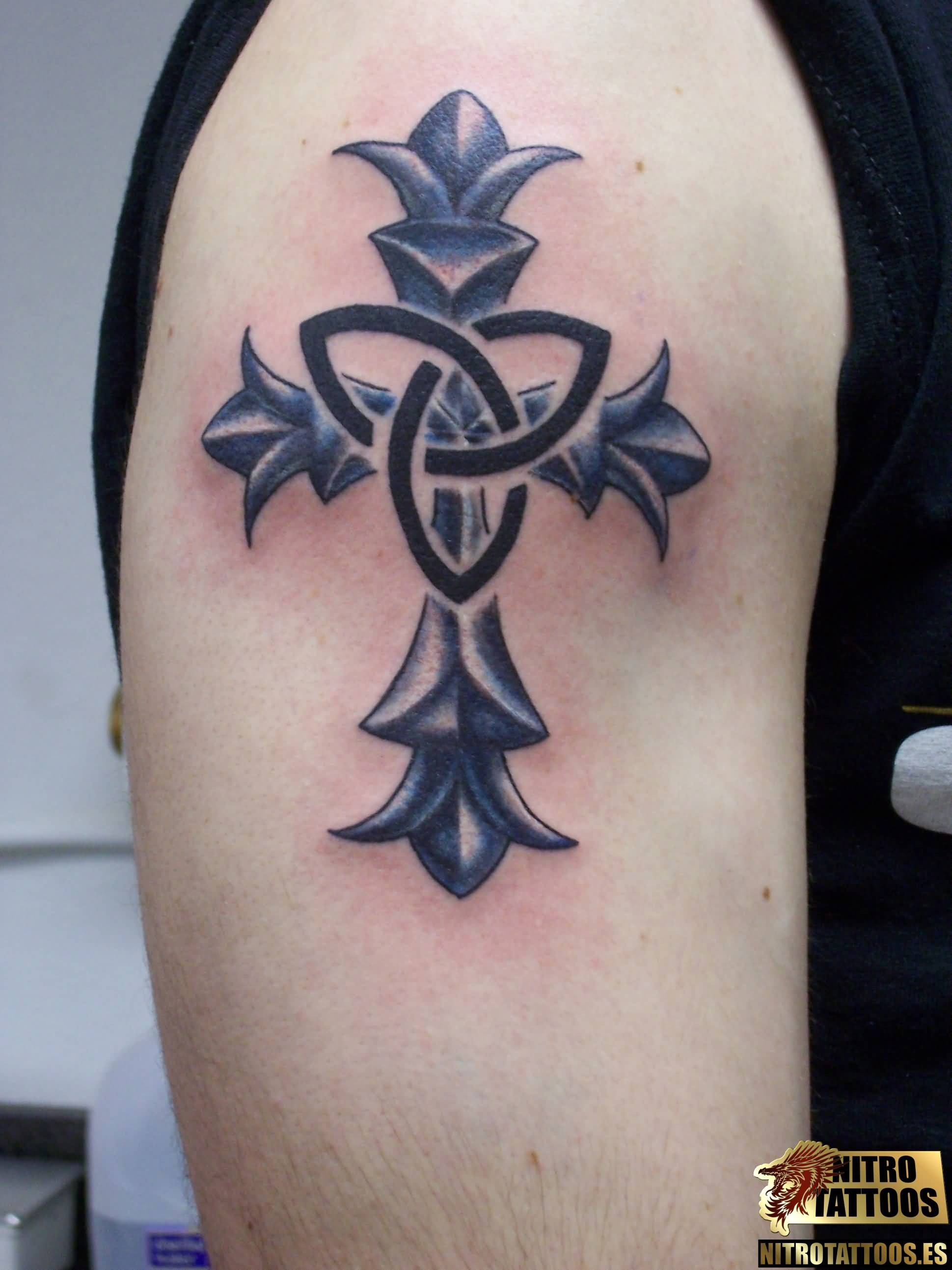 Cool Celtic Cross Christian Tattoo On Right Shoulder with proportions 1939 X 2586