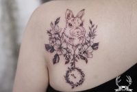 Cool Clock Bunny And Flowers Tattoo Idea On The Shoulder Rabbit in size 1080 X 908