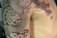 Cool Traditional Dragon Tattoo On Man Right Shoulder Tattoo regarding measurements 794 X 1178