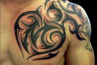 Cool Tribal Design Tattoo On Left Shoulder And Chest inside measurements 1000 X 1000