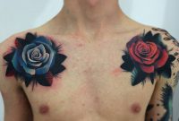 Cool Two Rose Tattoo On Man Front Shoulder for measurements 960 X 836