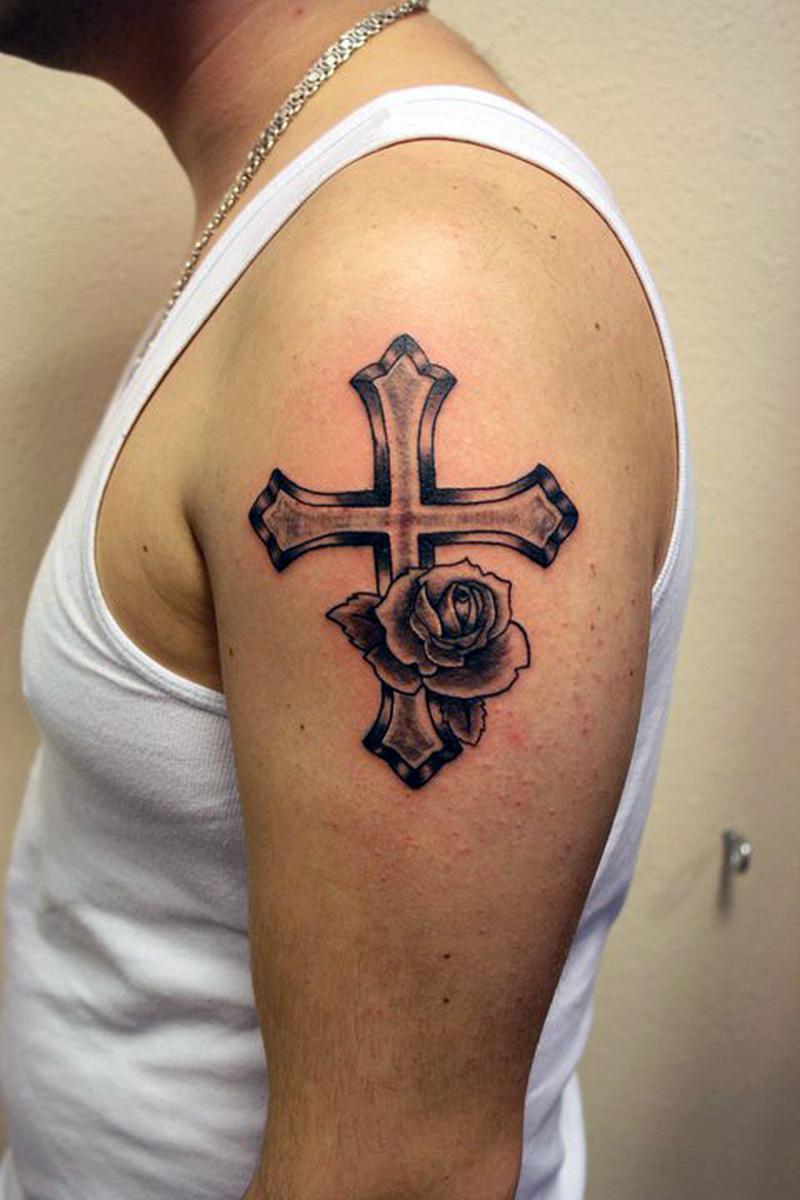 Cross N Flower Tattoo On Shoulder Tattoos Book 65000 Tattoos inside dimensions 800 X 1200