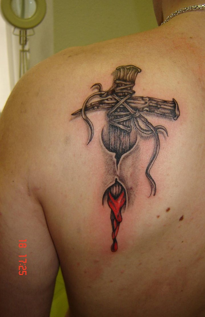 Cross Tattoo On Back Shoulder For Guys Tattoo Ideas in sizing 719 X 1110