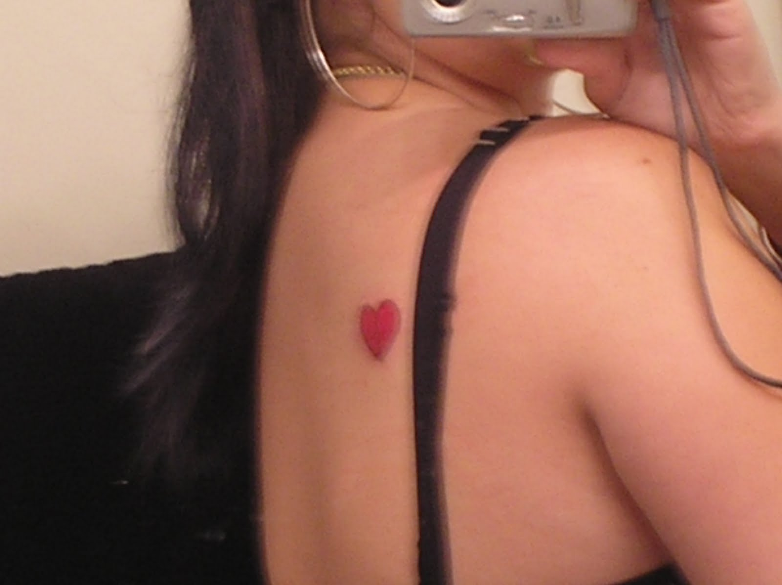 Cute Red Love Heart Top Shoulder Blade Tattoos For Women with size 1600 X 1197