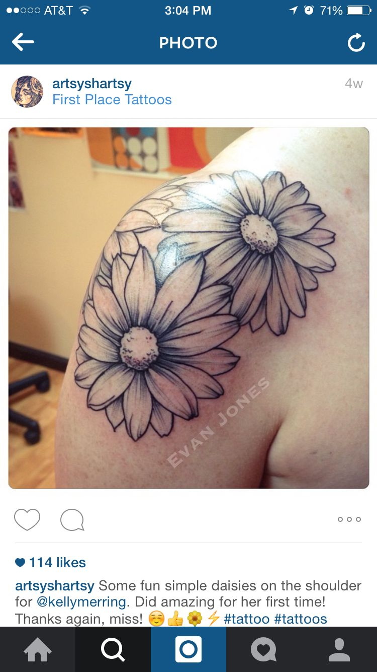 Daisy Outline Shoulder Cap Tattoos Piercings with proportions 750 X 1334