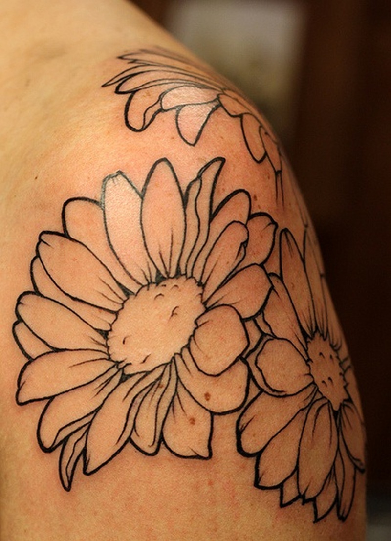 Daisy Outline Tattoo On Shoulder Tattoos Book 65000 Tattoos Designs within sizing 800 X 1107