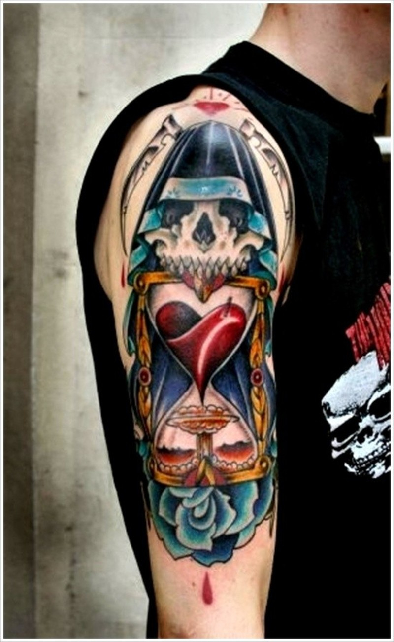 Death With A Scythe And Hourglass Tattoo On Shoulder Tattoos Book pertaining to sizing 800 X 1302