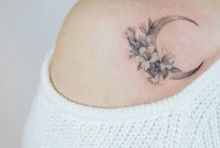 Delicate Floral Moon Realistic Shoulder Tattoo Ideas For Women with regard to sizing 1276 X 2047