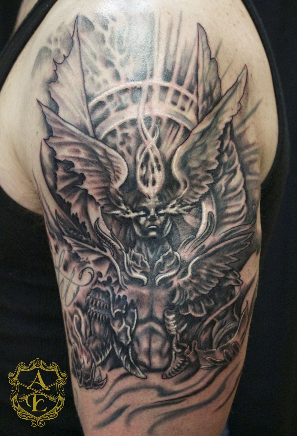 Devil Fighting Angel Tattoos Demontattoo5520131219 throughout proportions 1024 X 1504