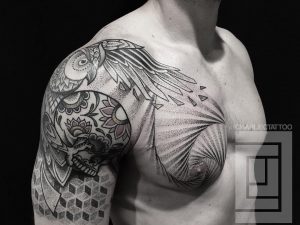 Dotwork Shoulder And Chest Tattoo Charlie Cung Guru Tattoo San intended for measurements 1080 X 810