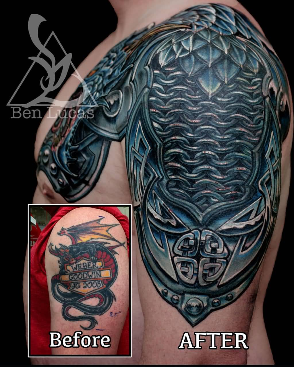 Dragon Before And After Cover Up Tattoo Ben Lucas throughout measurements 1024 X 1280