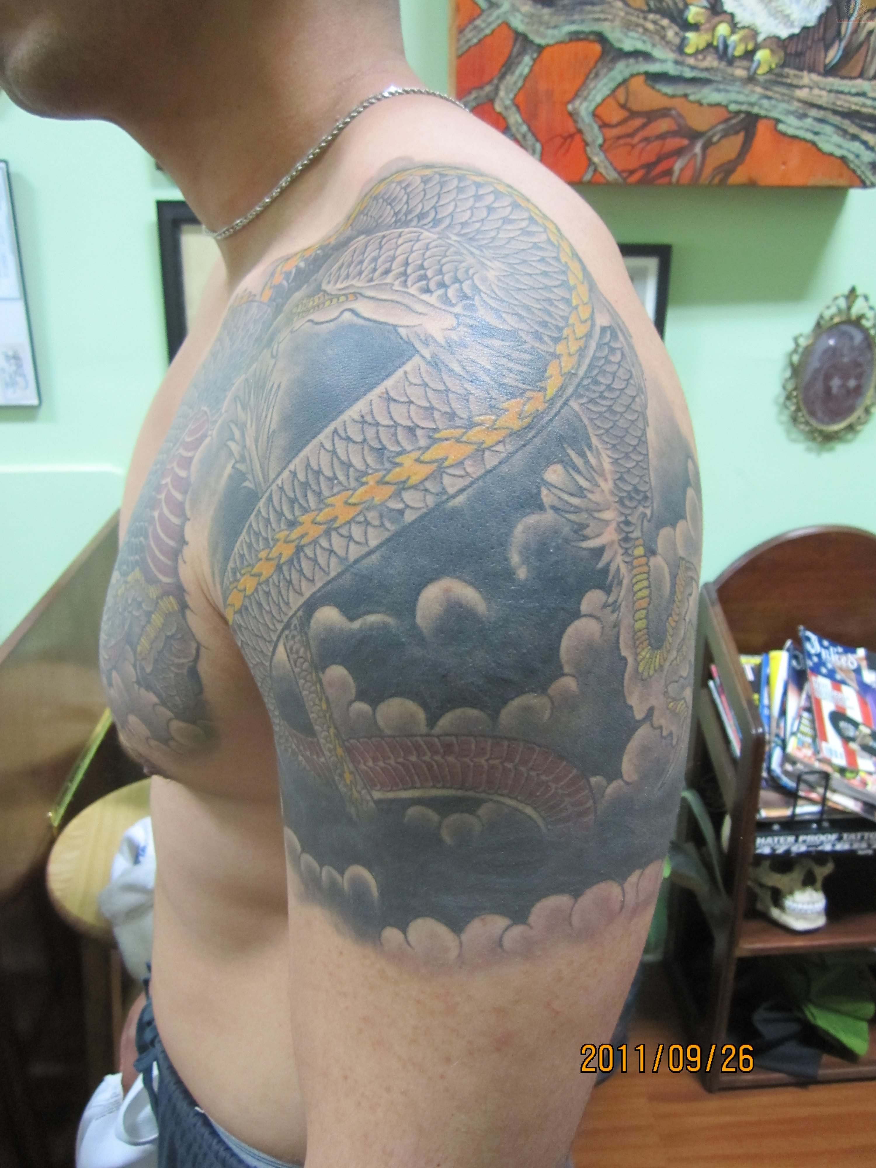 Dragon Dolphin Tattoo On Shoulder intended for sizing 3000 X 4000