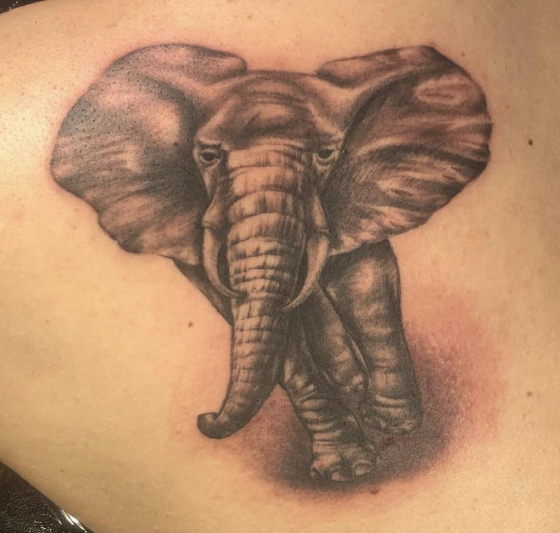 Elephant Shoulder Blade Tattoo Tattoo regarding proportions 1125 X 1071