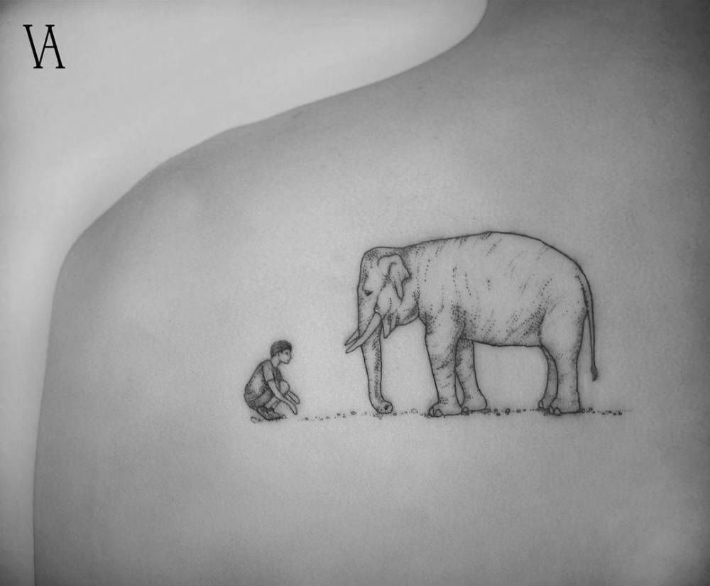 Elephant Tattoo On The Left Shoulder Blade Shoulder Blade Tattoos with regard to measurements 1000 X 825