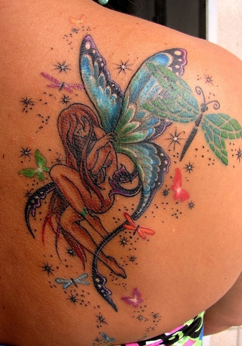 Fairy N Dragonfly Tattoo On Back Shoulder Tattoos Book 65000 intended for measurements 800 X 1144