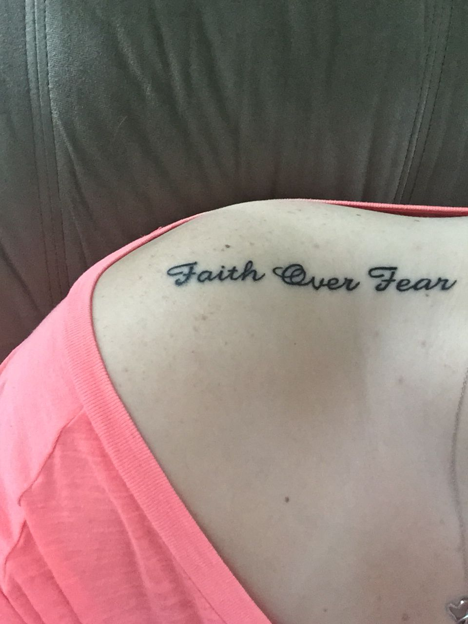 Faith Over Fear On Top Of Shoulder Tattoos Tattoos Fear Tattoo intended for sizing 960 X 1280