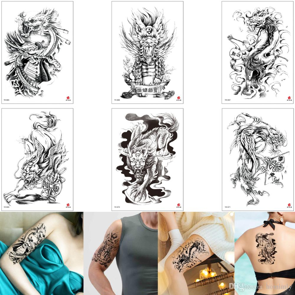 Fake Black Cool Dragon Kylin 3d Tattoo Temporary Body Art Sticker in measurements 1000 X 1000