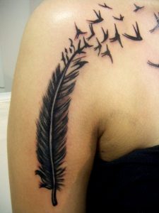 Feather Tattoos Feather Tattoo On His Shoulder Tattoos Tats regarding dimensions 1200 X 1600