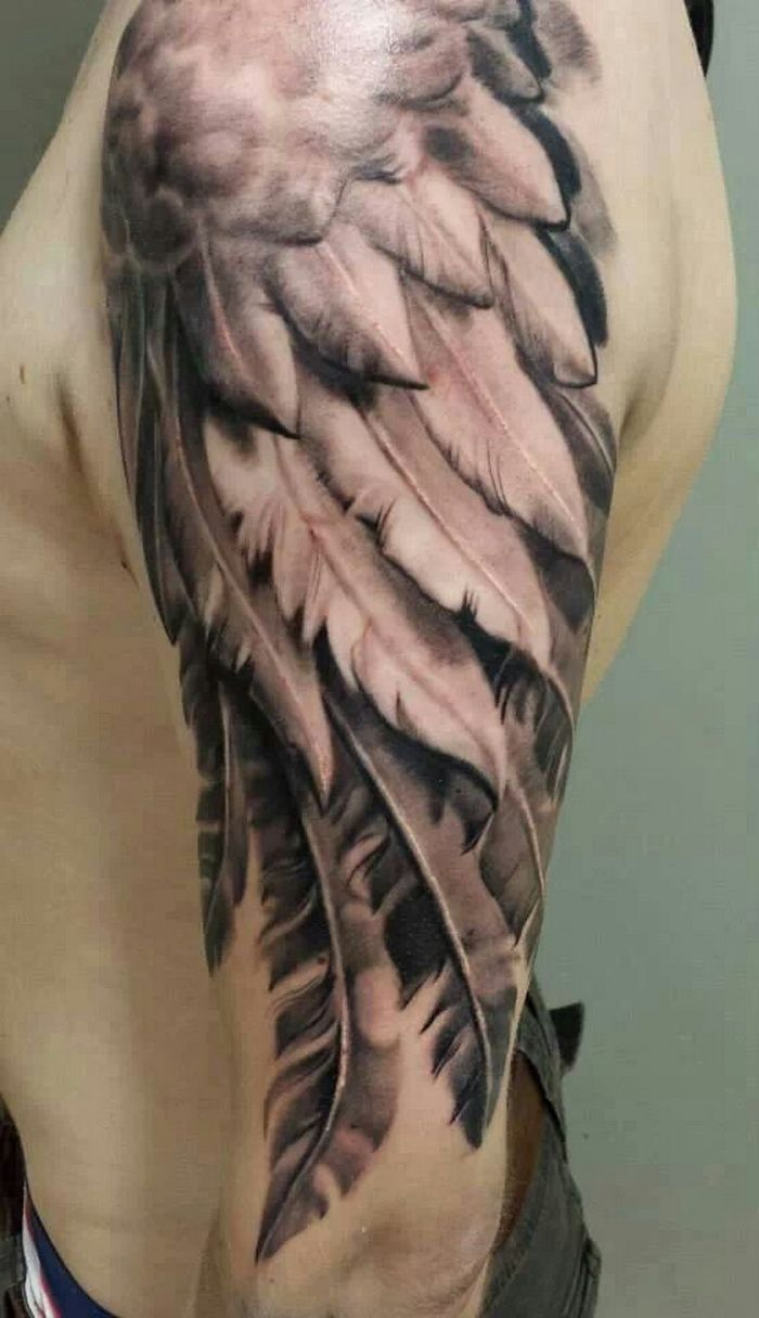 Feather Tattoos For Men Tattoo Feather Tattoos Wing Tattoo Men inside size 700 X 1215