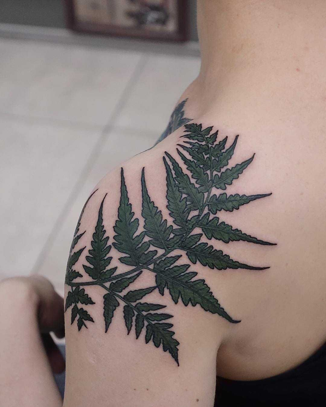 Fern Leaf Tattoo On The Left Shoulder Flower Tattoos Tattoos in sizing 1080 X 1349