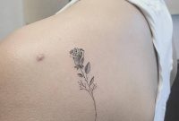 Fine Line Rose Tattoo On The Left Shoulder Blade Ink Tattoos with regard to proportions 800 X 1000