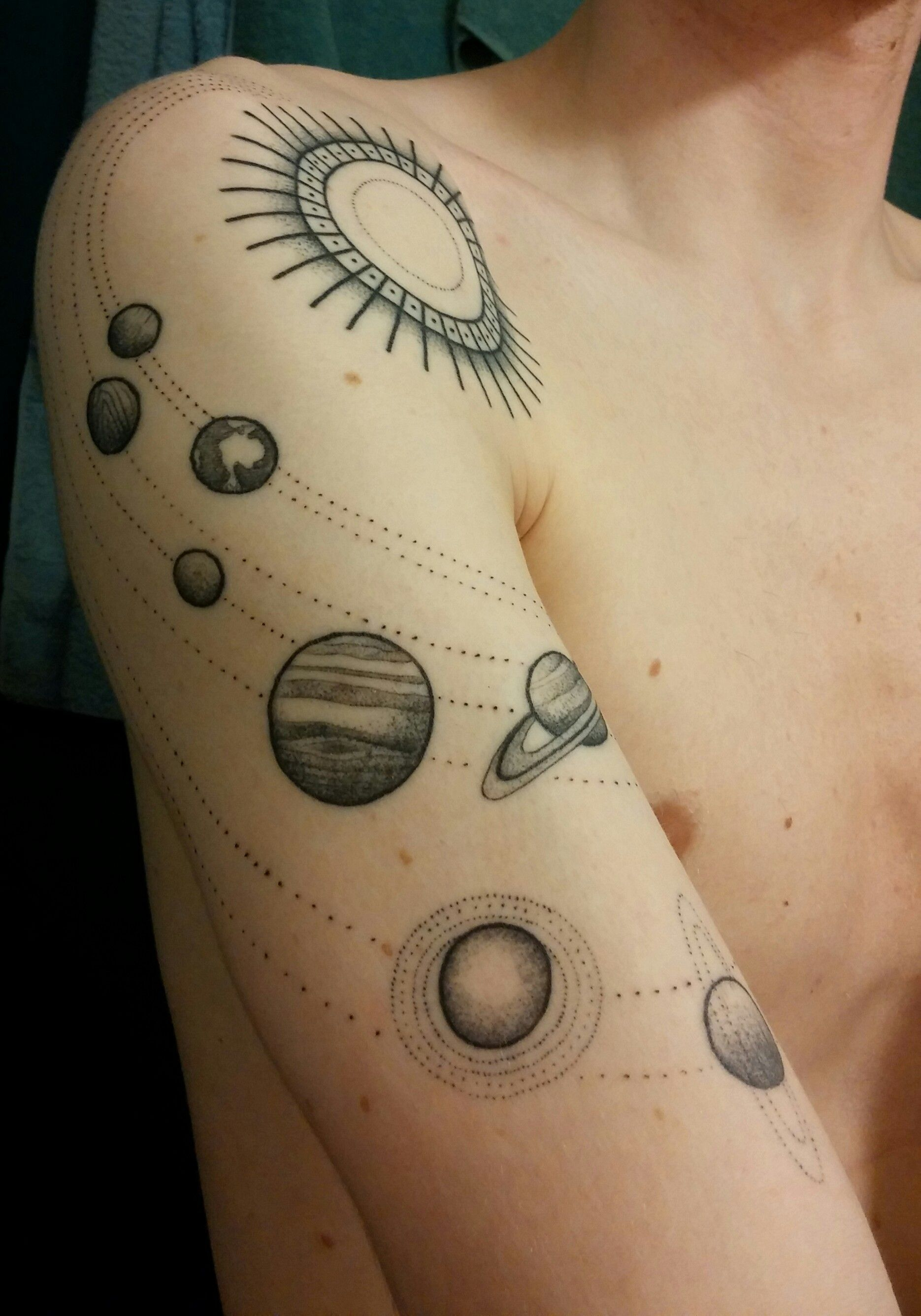 Finished Solar System Tattoo Kim Rense At Papanatos Tattoo Den with regard to dimensions 1870 X 2673