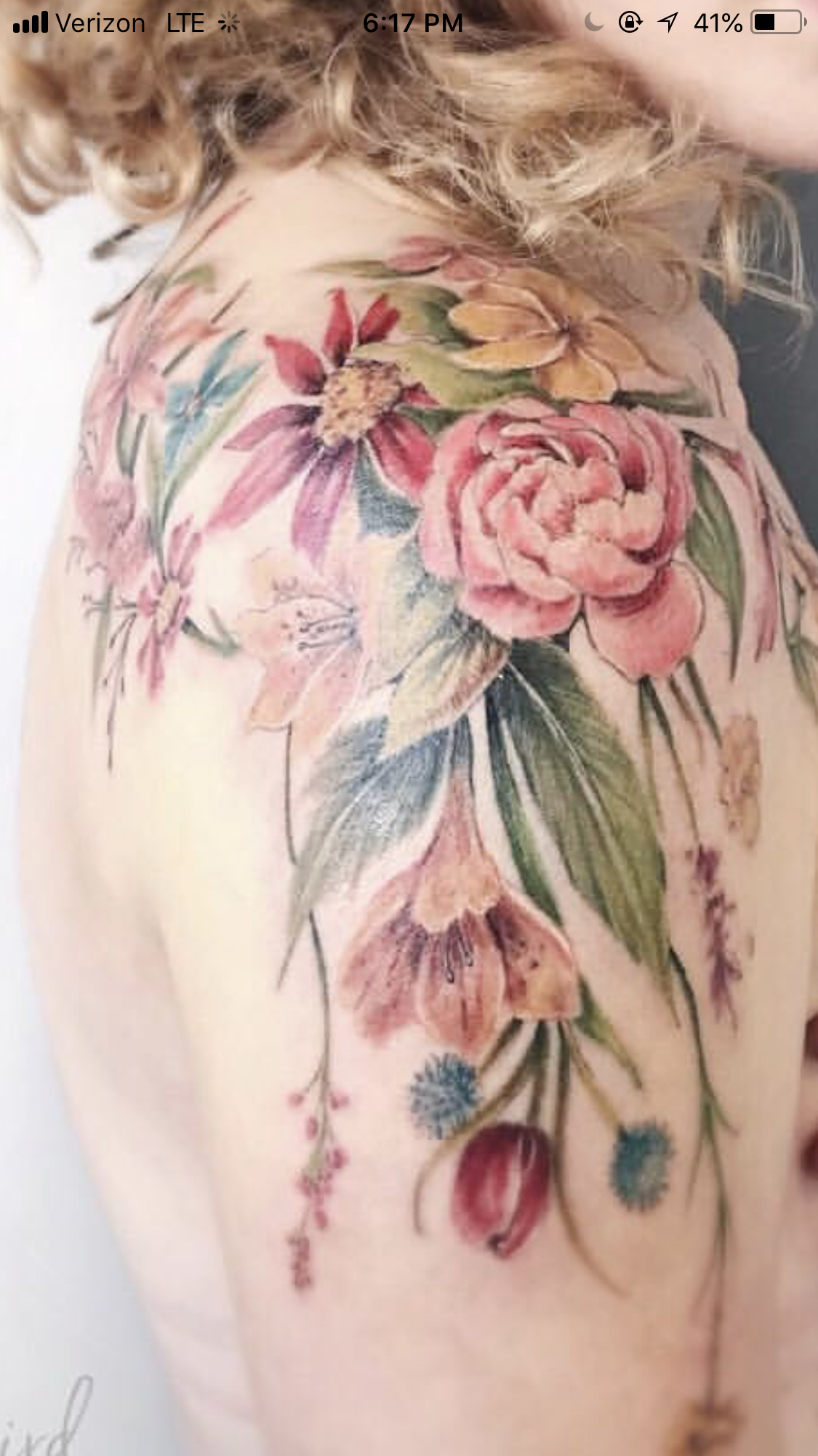 Floral Bouquet On Shoulder Running Down Upper Arm 3 Maybe Without throughout size 1125 X 2001