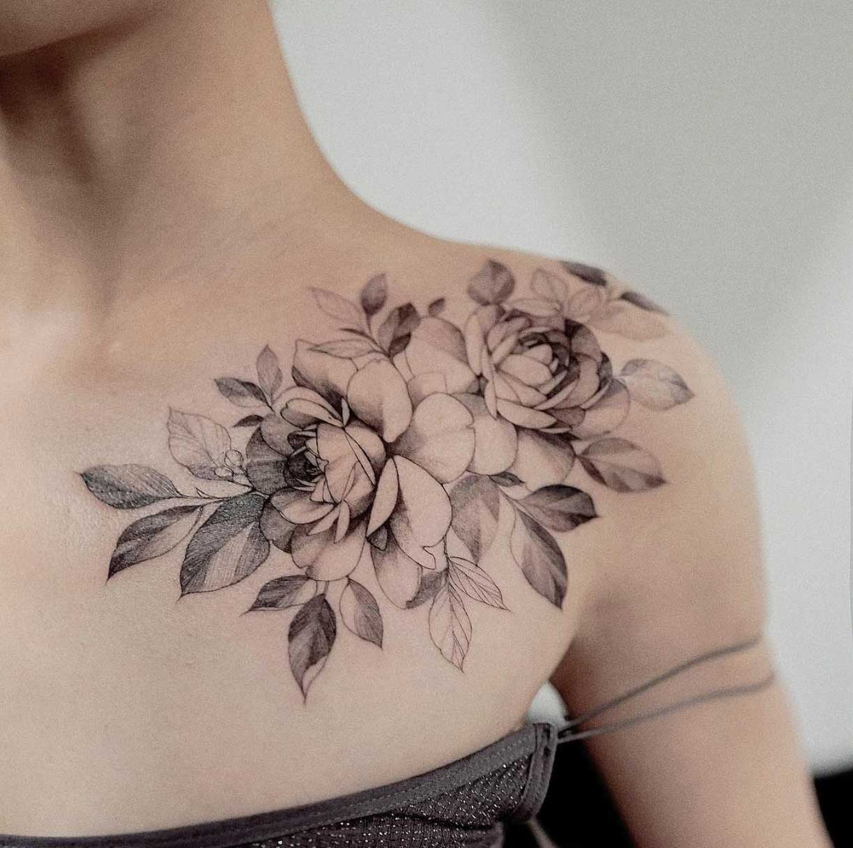 Floral Shoulder Tattoo Tattooblend with regard to measurements 1224 X 1216