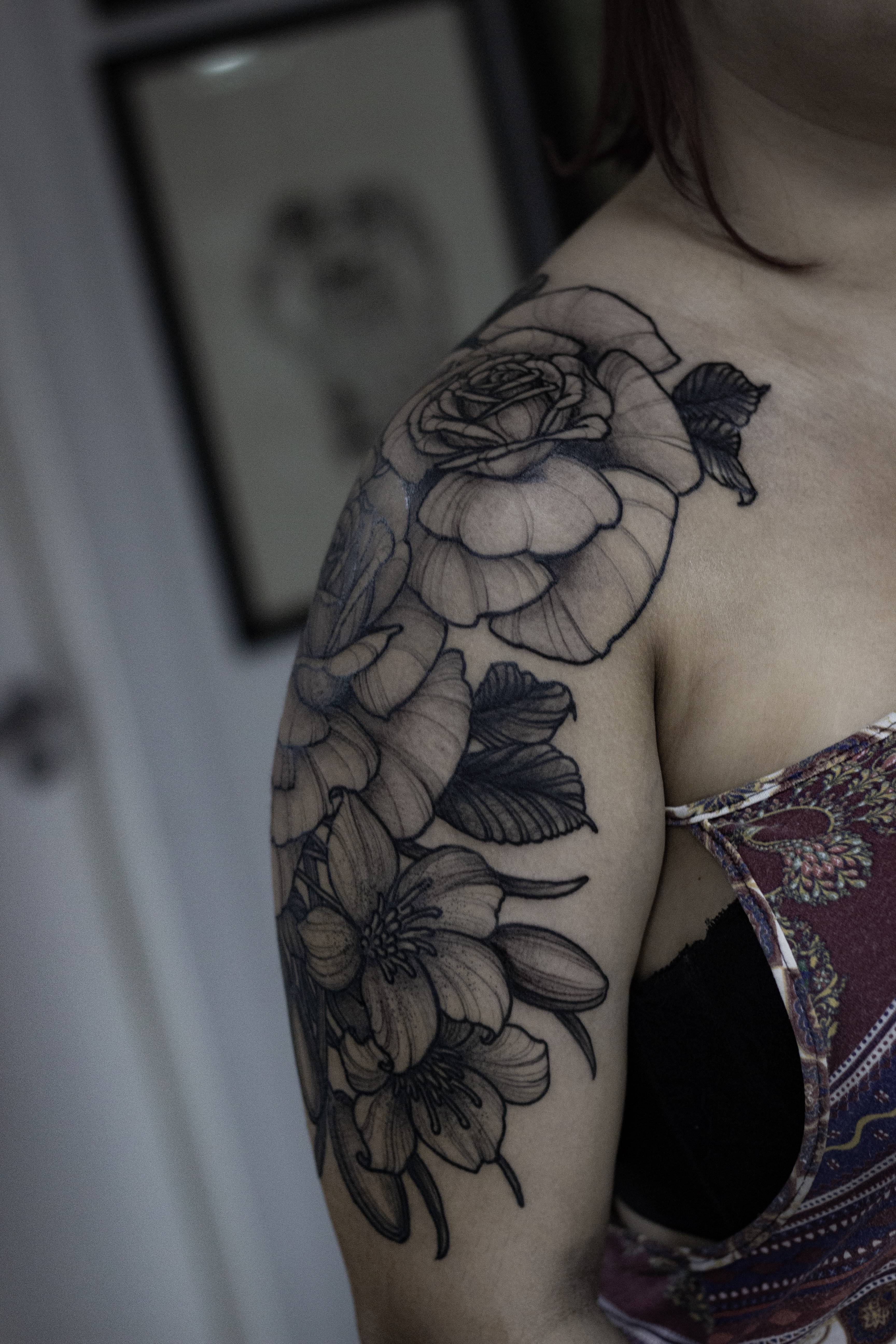 Flower Shoulder Piece Tattoo Album On Imgur with measurements 3456 X 5184
