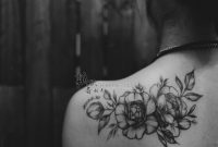 Flowers Tattoo On Back Shoulder Black And White Tattoosonback throughout measurements 3577 X 2746