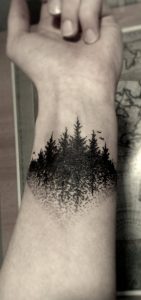 Flying Birds And Moon With Forest Tree Tattoo On Shoulder Black And inside dimensions 1024 X 2173