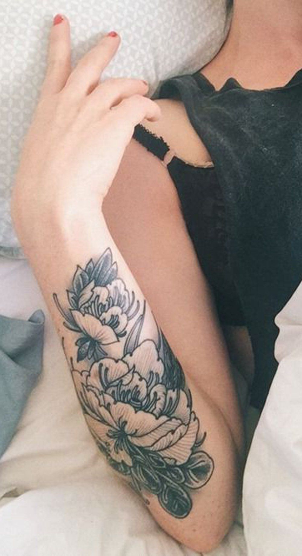 Forearm Wild Flower Black And White Arm Tattoo Ideas For Women within dimensions 1000 X 1840