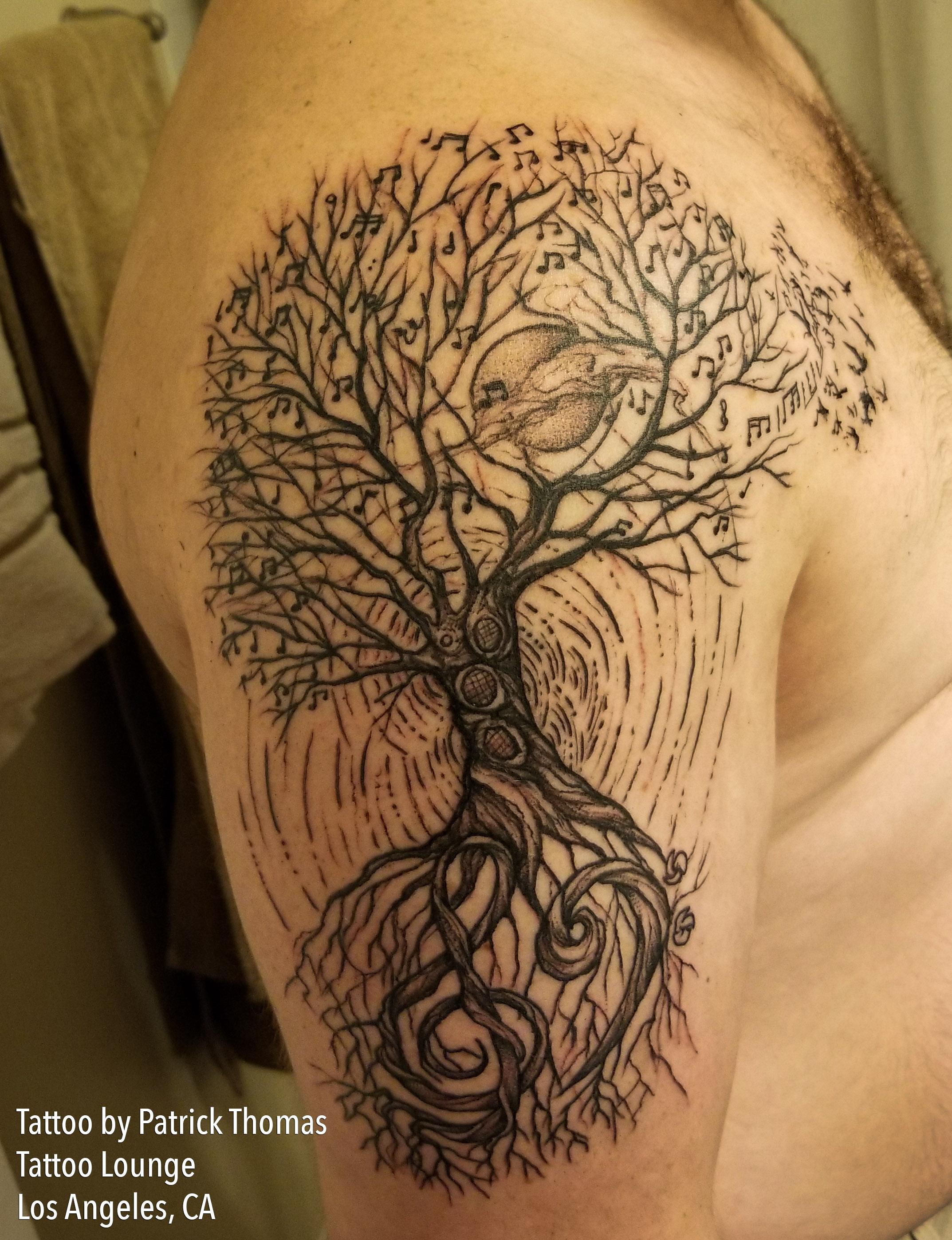 Fresh Musical Tree Of Life Tattoo Done Patrick Thomas At Tattoo for sizing 2146 X 2794