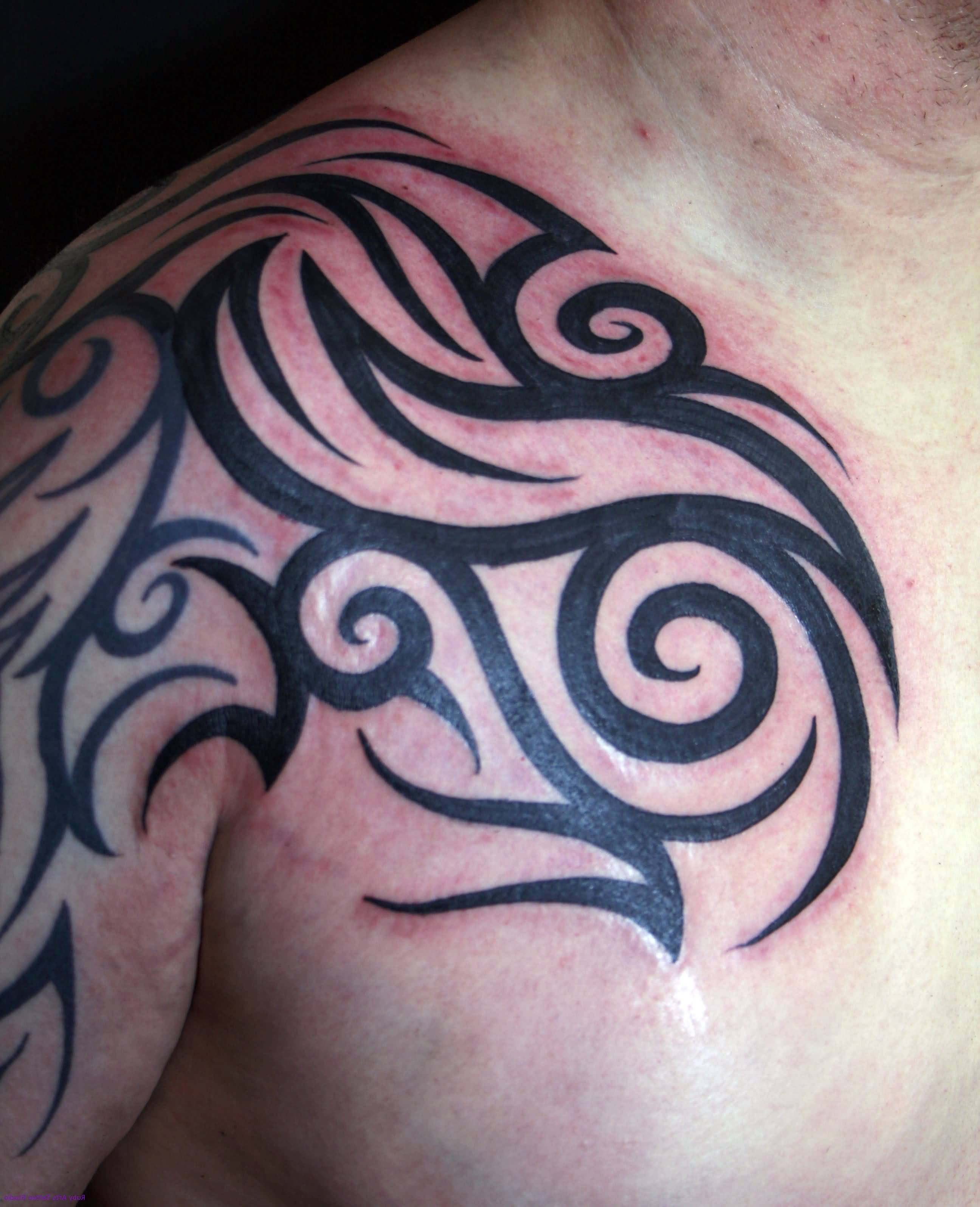 Front Shoulder Tribal Tattoo For Men intended for dimensions 2592 X 3192