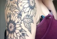 Full Arm Sleeve Sunflower Floral Tattoo Ideas On Shoulder For Women intended for measurements 1181 X 1500