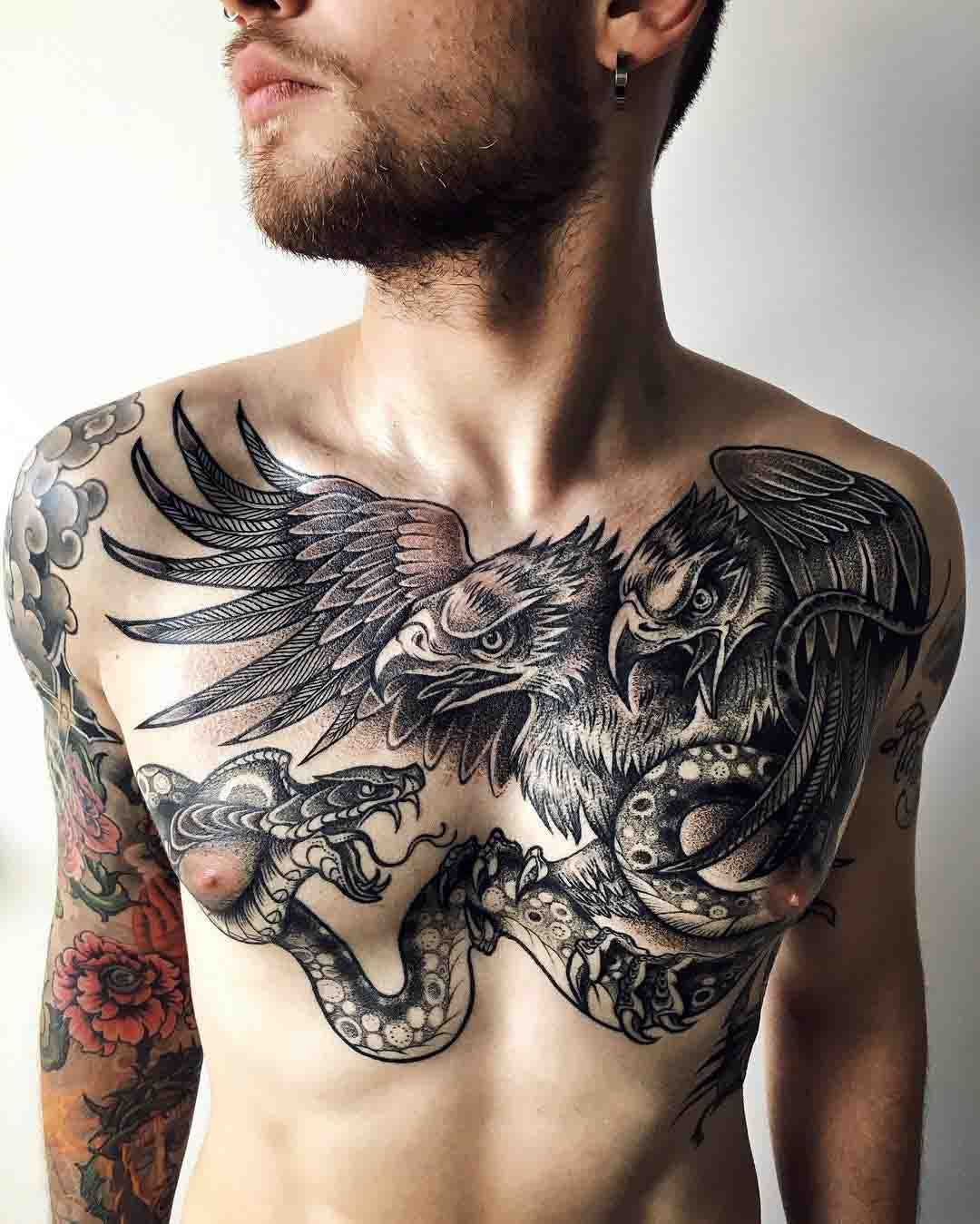 Full Chest Tattoo For Men Ink Chest Tattoo Bird Tattoo Men for proportions 1080 X 1349