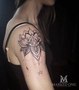 Girly Shoulder Tattoo Mandala Chandelier Style Art Shoulder with regard to sizing 848 X 960